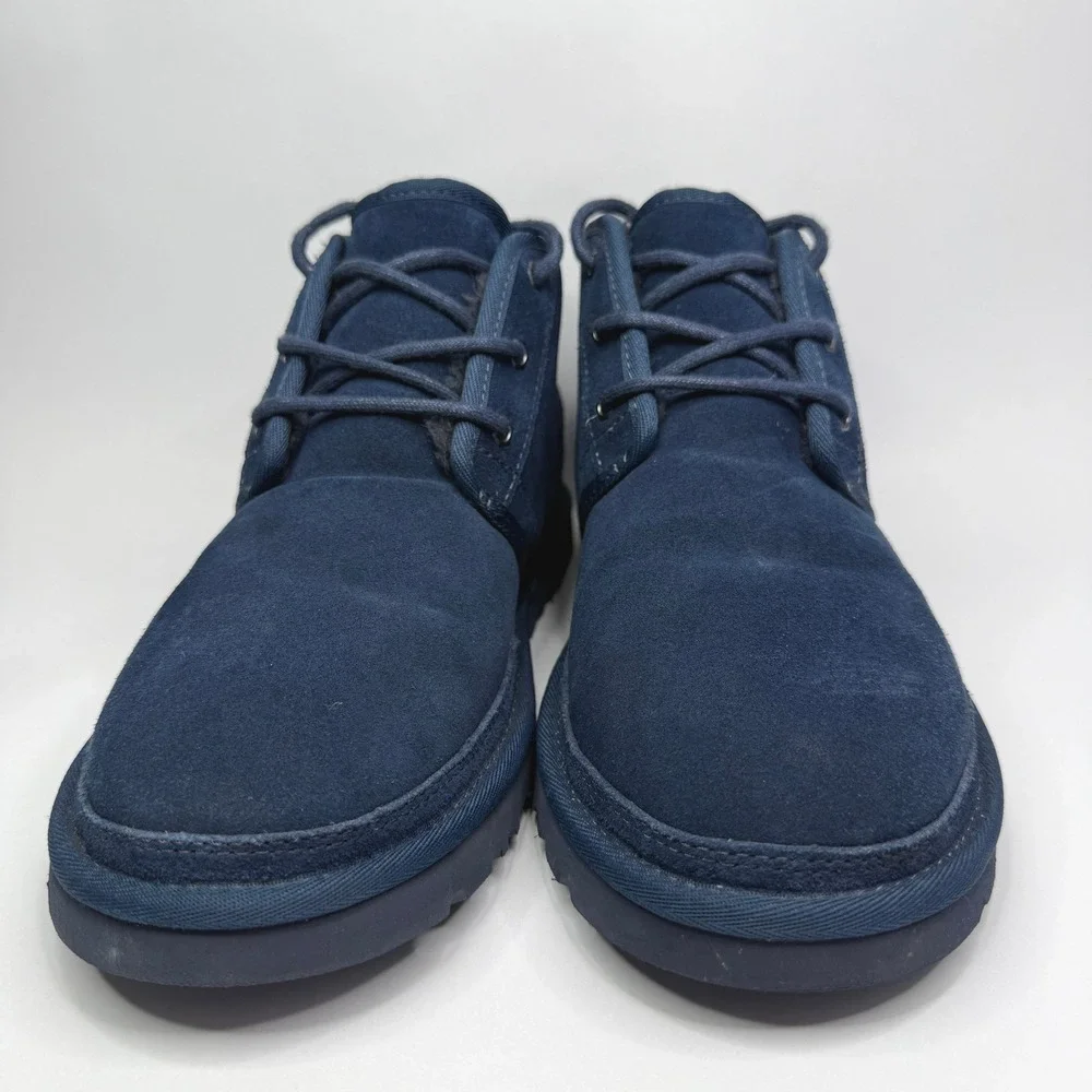 UGG Neumel Boot Mens 11 Navy Blue Suede Lace Up Shearling Lined Chukka 3236